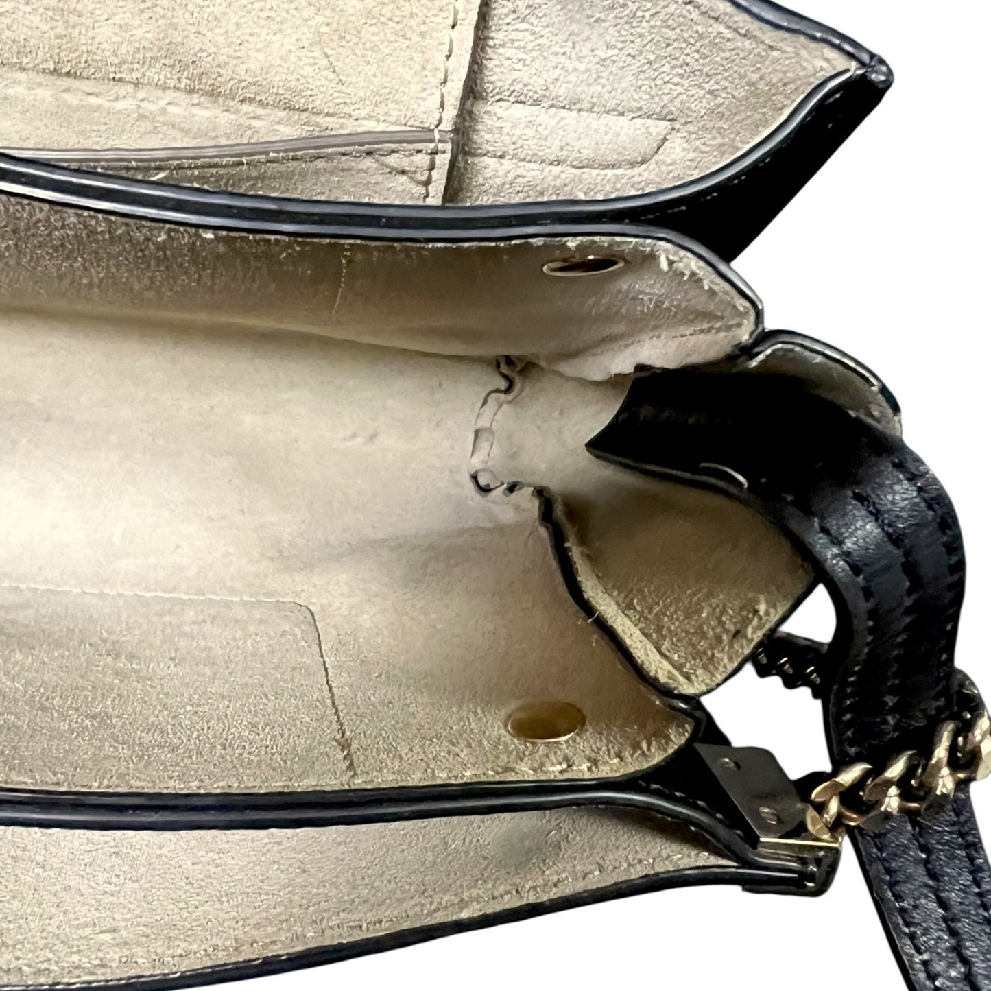 Chloe Faye Black Gold Shoulder Strap Small Handbag $1,350 Retail Suede Leather