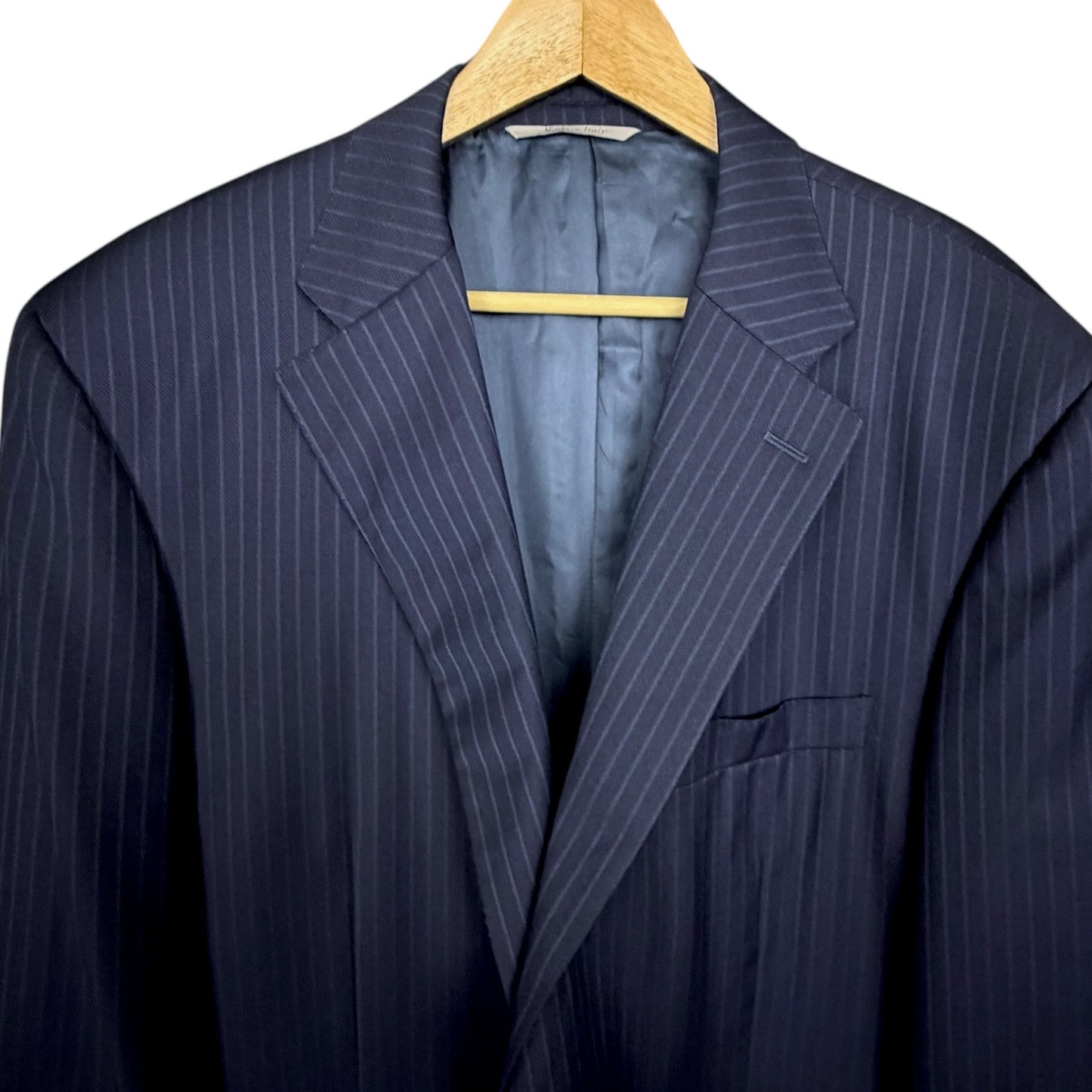 Canali Blazer 48R Blue Pinstripe Water Resistant 100% Wool Italy Jacket Blazer