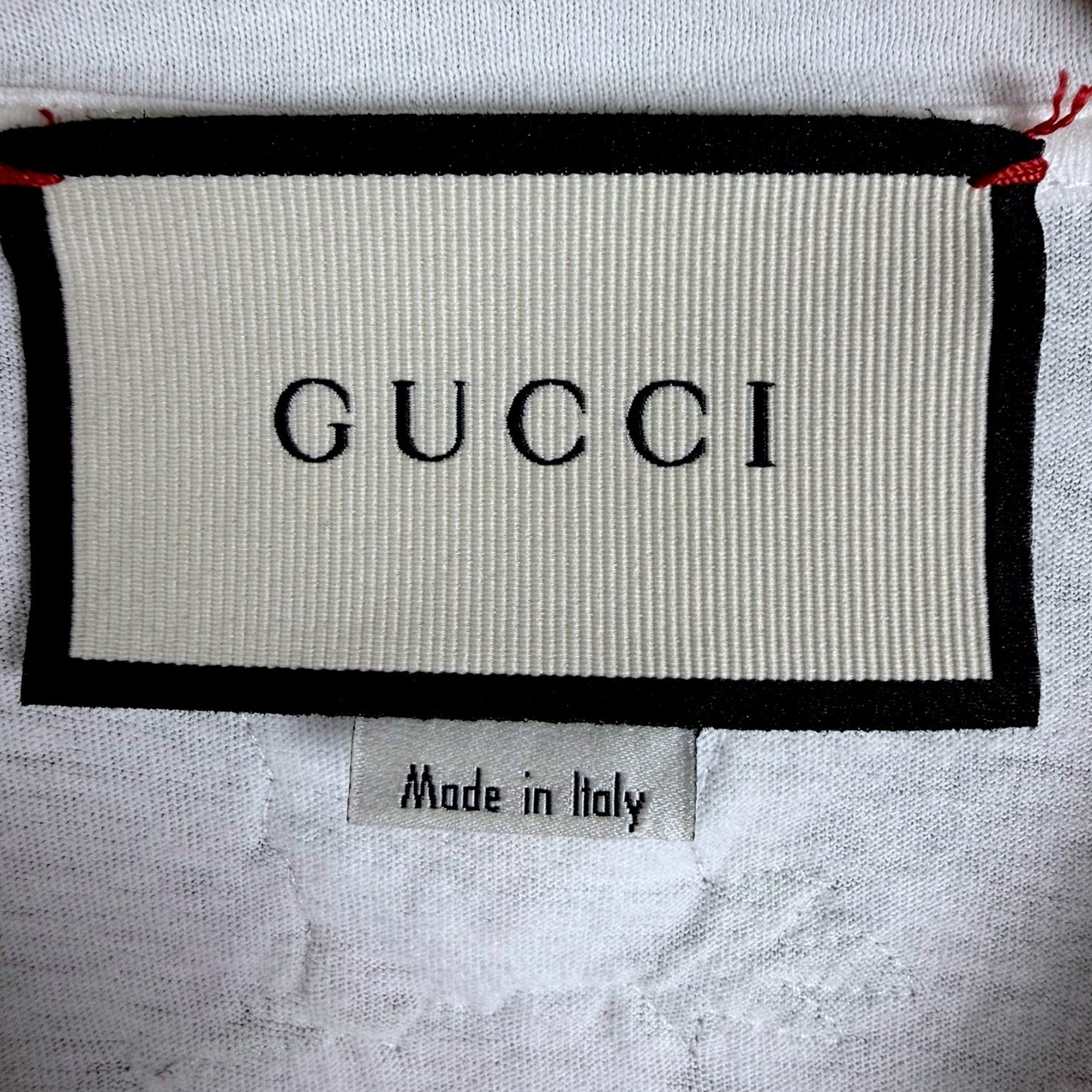 Gucci White Washed Cotton Jersey Oversize T-Shirt with Gucci Logo Distressed Neck $650 Retail