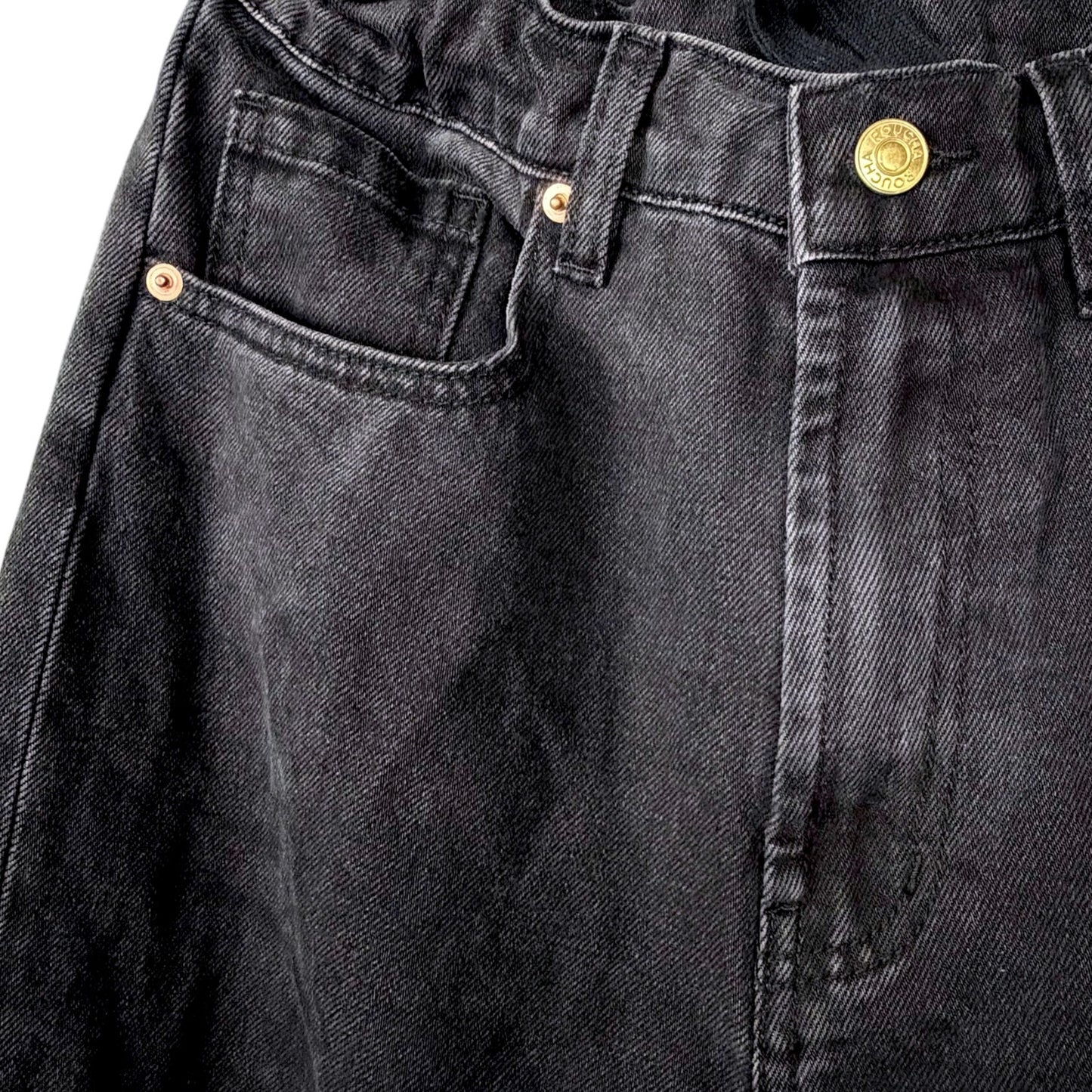 Roucha Dessau Washed Black Wide Leg Crop Denim BB Medium 6-8 Cropped Jeans Pants