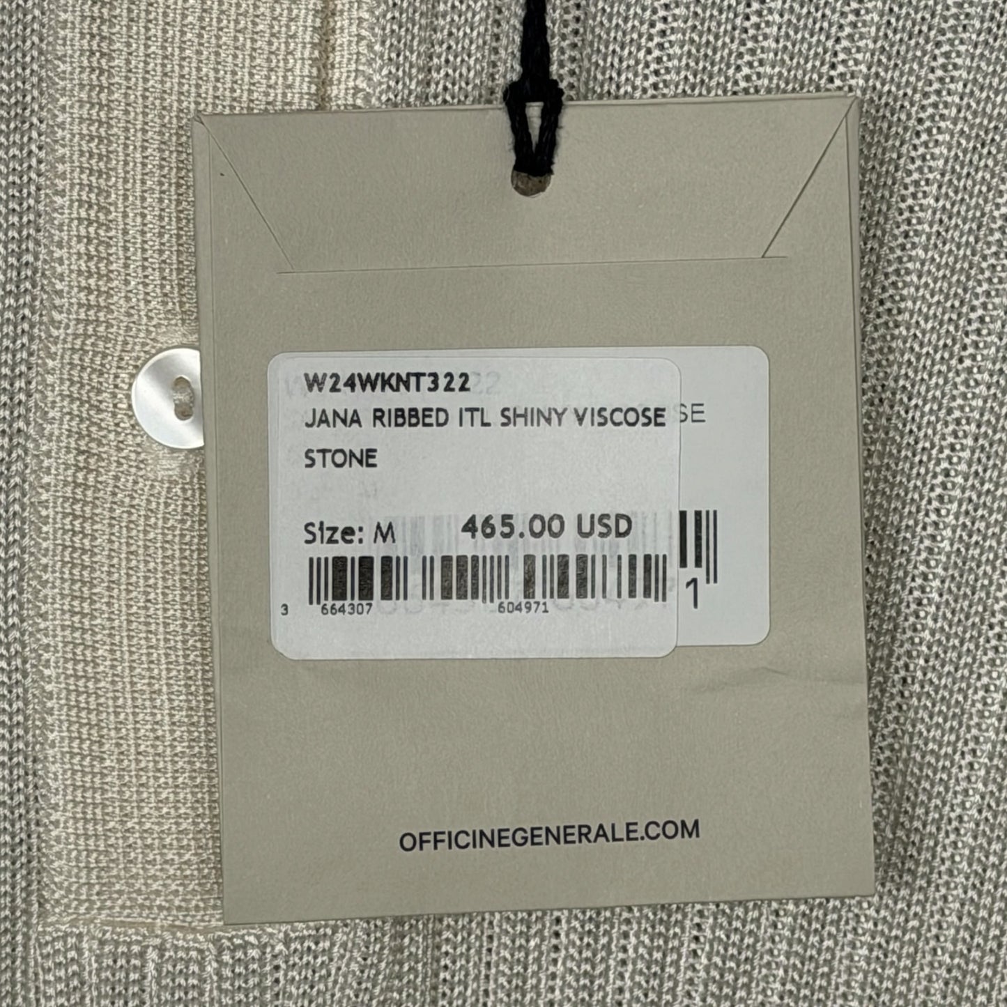 Officine Generale Jana Ribbed Knit Cream Polo Long Sleeve Top Women's M NWT $465