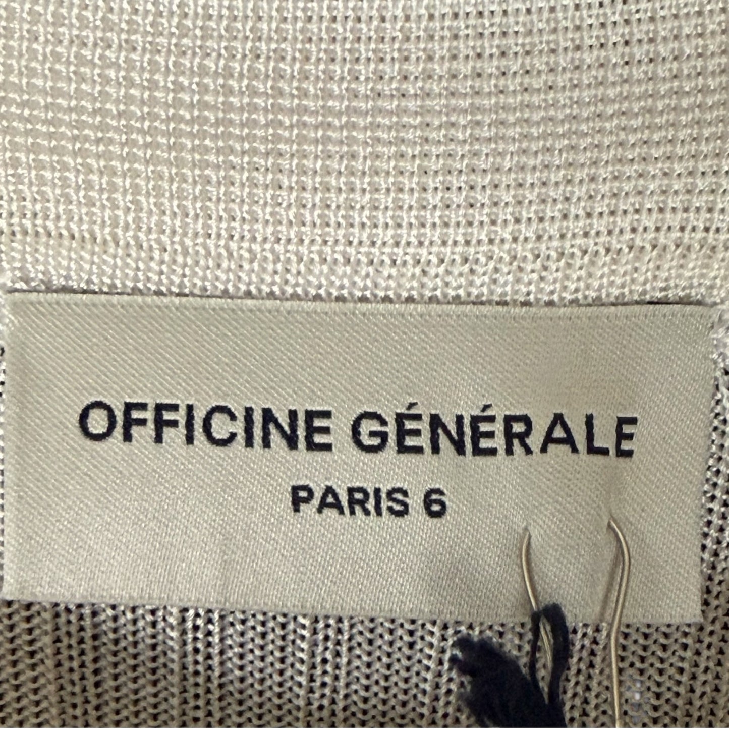 Officine Generale Jana Ribbed Knit Cream Polo Long Sleeve Top Women's M NWT $465